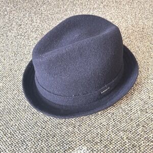 Kangol Wool Player Black Trilby Fedora Hat Small 6447BC Wool‎ Blend